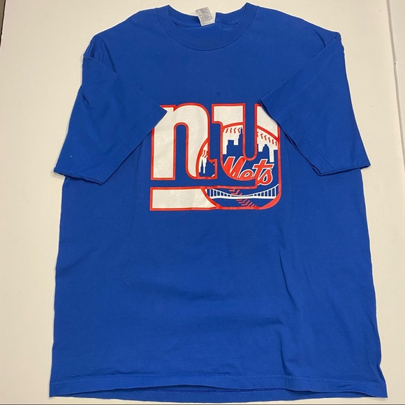 Mens New York Giants Mets Royal Blue T Shirt Baseball Football MLB NFL - Picture 4 of 4
